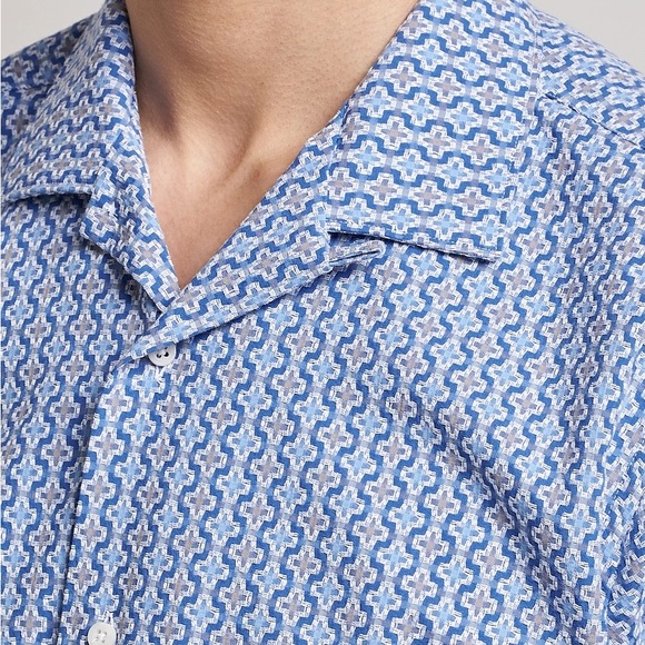 Gitman Vintage: Summer Ready Jacquard Shirt - Blue/L - Picture 3 of 4
